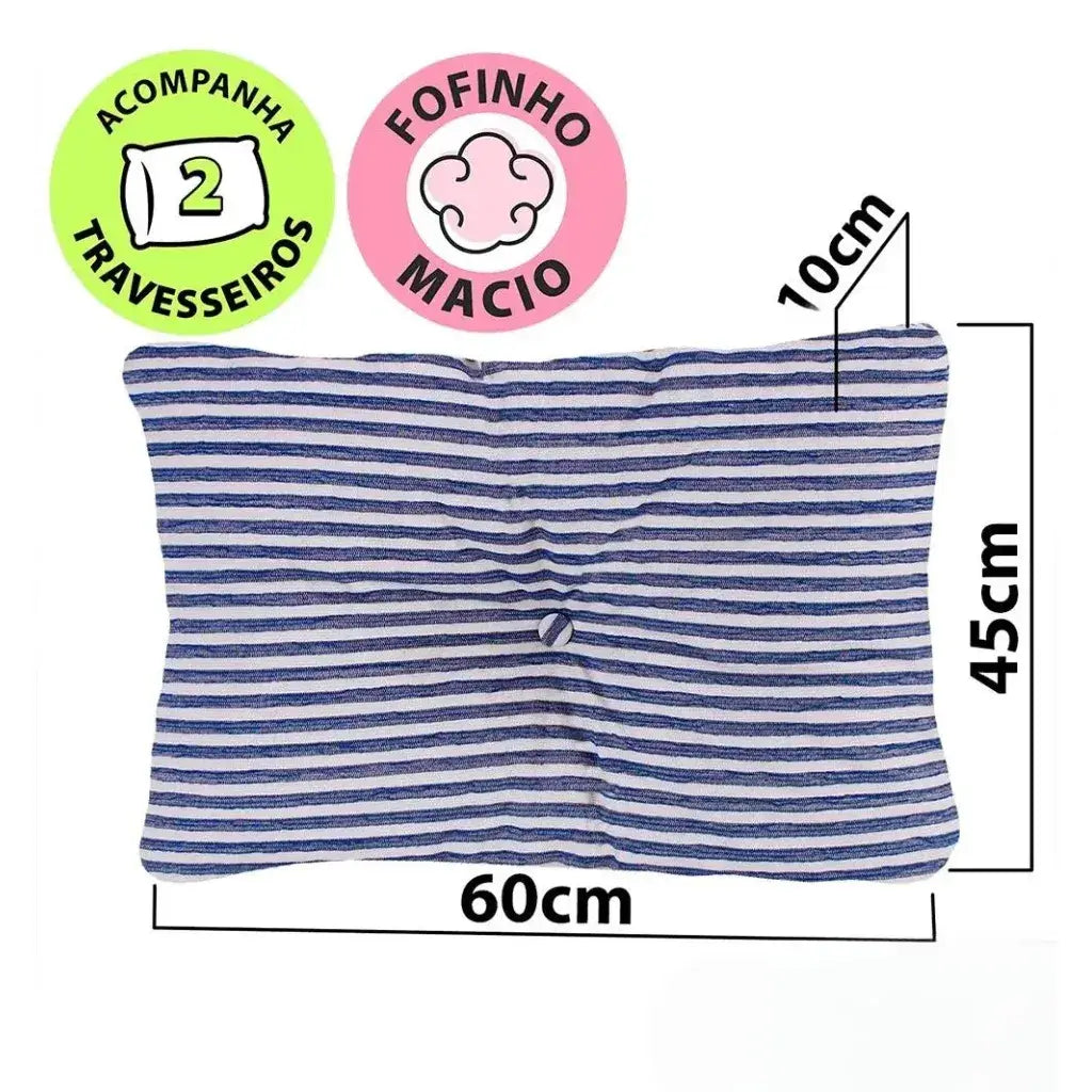 Puff Multiuso Casal 3 em 1 Premium + 2 Travesseiros