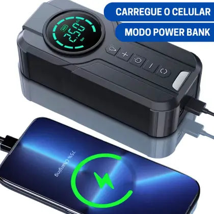 {LEVE 2 PAGUE 1} Compressor de Ar Portátil 4 em 1 + {BRINDE} Bolsa Organizadora Exclusiva