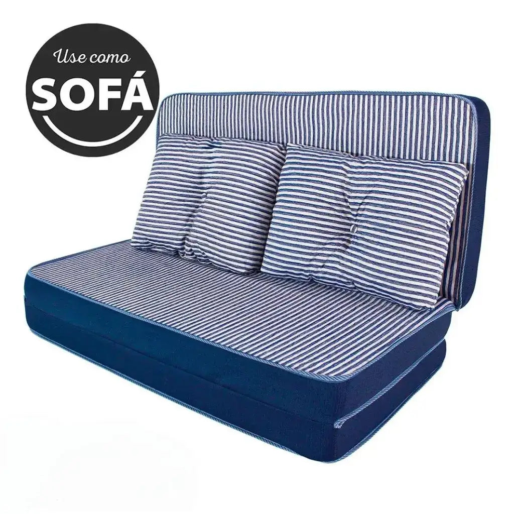 Puff Multiuso Casal 3 em 1 Premium + 2 Travesseiros