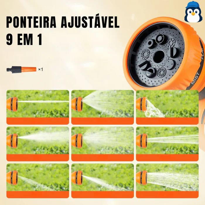 {Mangueira Retrátil Carretel VEVOR} 40m x 1/2" com Suporte de Parede Giratório 180°, Bico com 9 Jatos e Enrolamento Automático – Para Jardim, Quintal, Lavagem de Carros