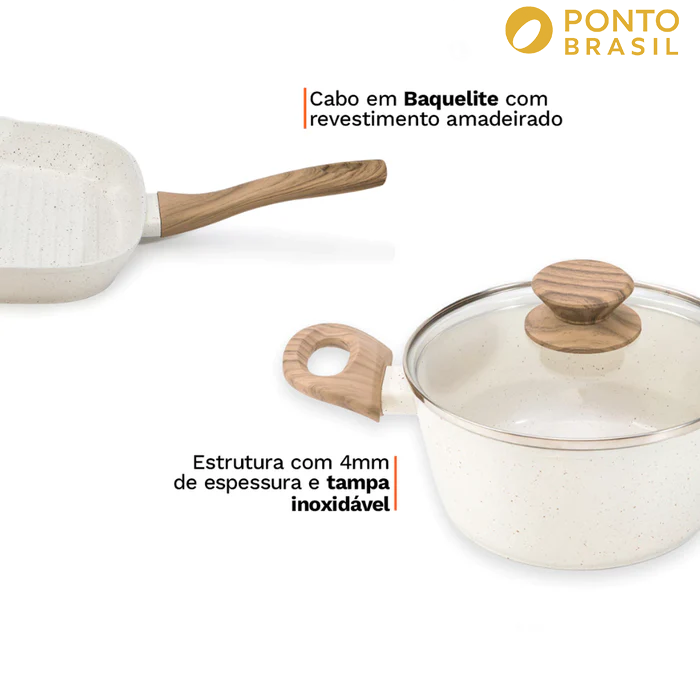 Cozinha dos Sonhos: 9 Panelas Ceramica + 13 Utensílios de Brinde