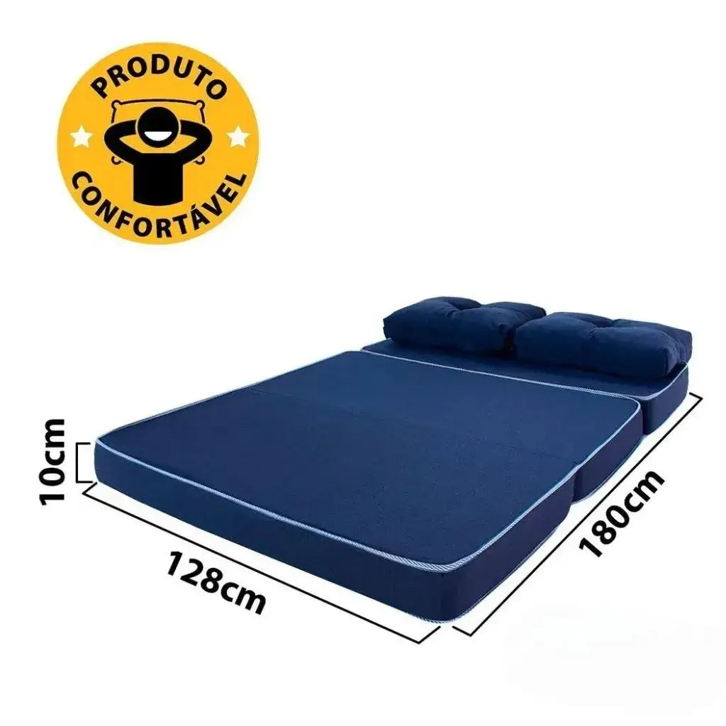 Puff Multiuso Casal 3 em 1 Premium + 2 Travesseiros