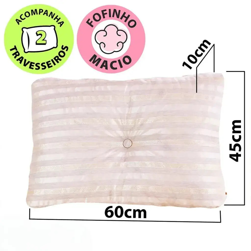 Puff Multiuso Casal 3 em 1 Premium + 2 Travesseiros