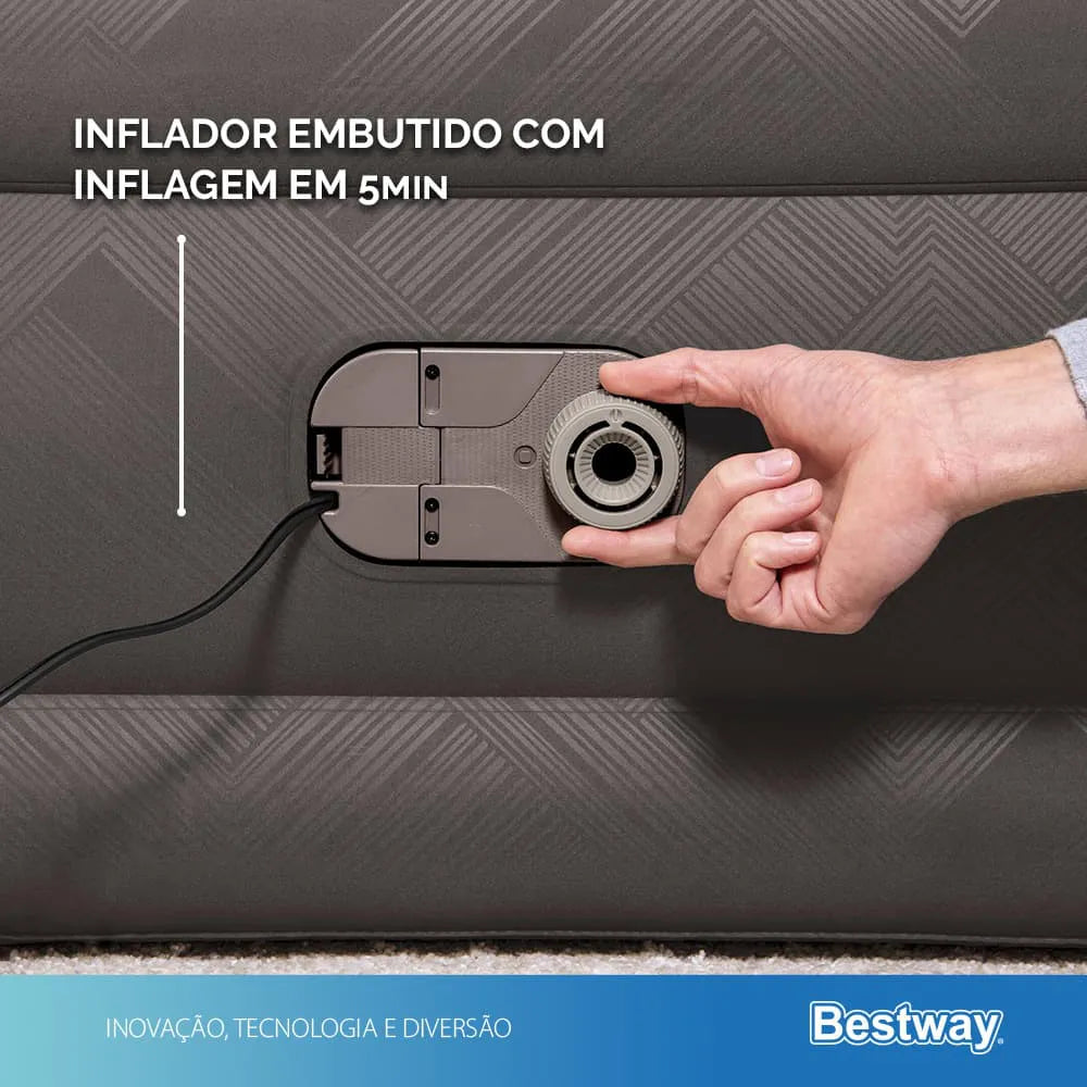 Colchão Inflável Queen Fortech Com Bomba Embutida BIVOLT