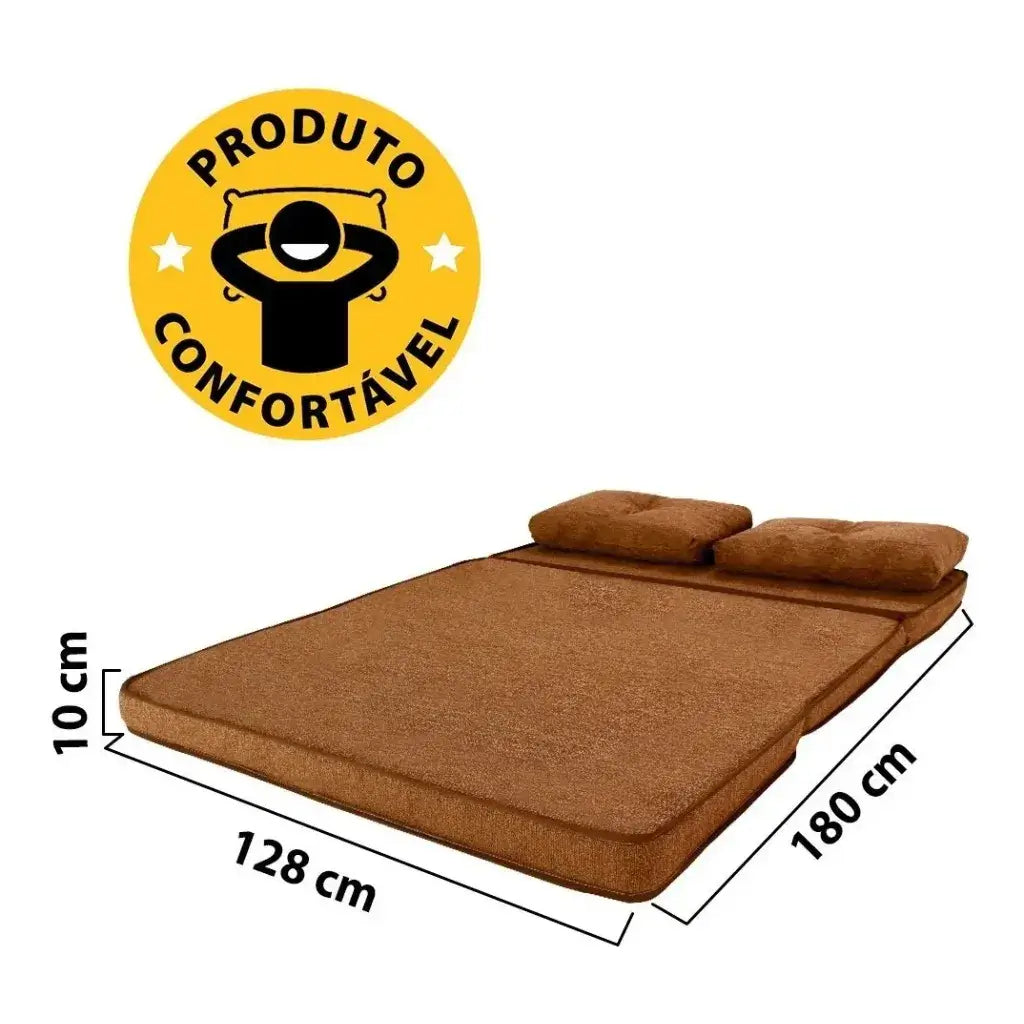 Puff Multiuso Casal 3 em 1 Premium + 2 Travesseiros