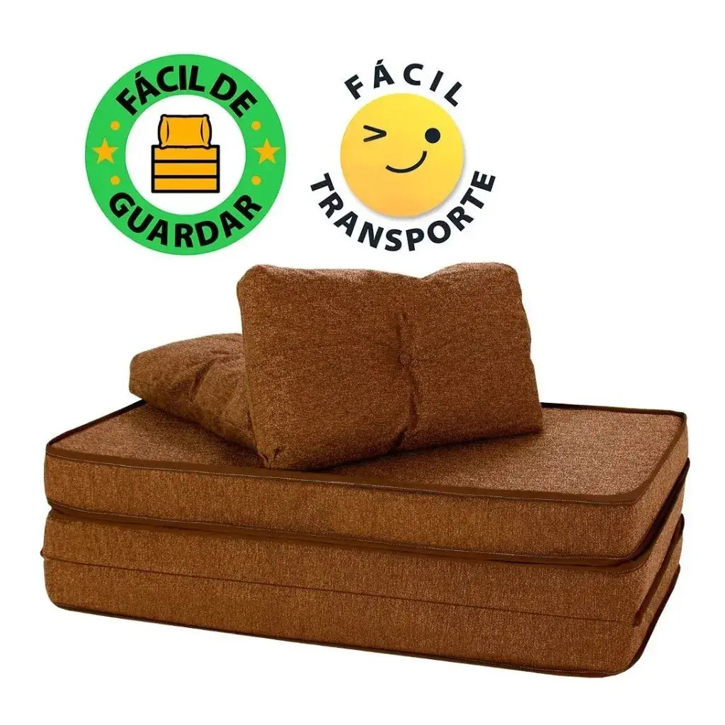 Puff Multiuso Casal 3 em 1 Premium + 2 Travesseiros