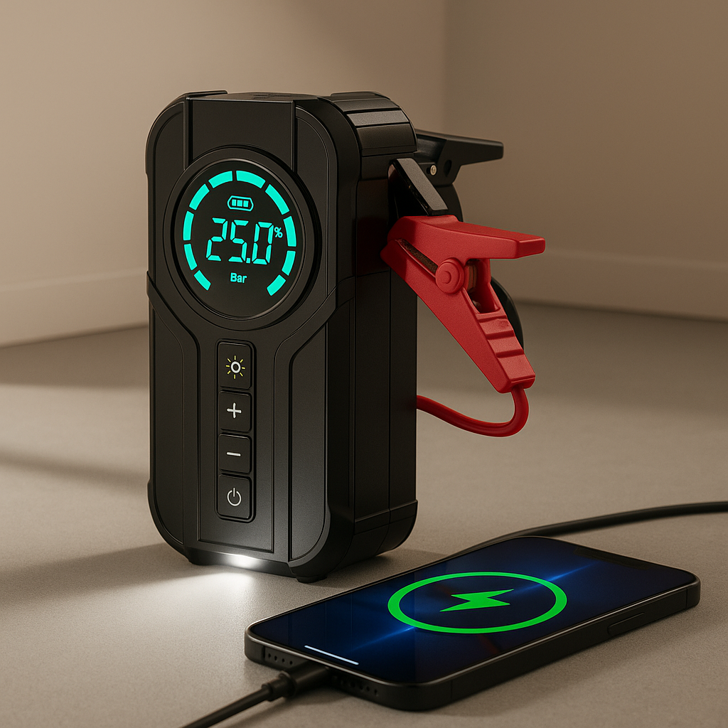 {LEVE 2 PAGUE 1} Compressor de Ar Portátil 4 em 1 + {BRINDE} Bolsa Organizadora Exclusiva