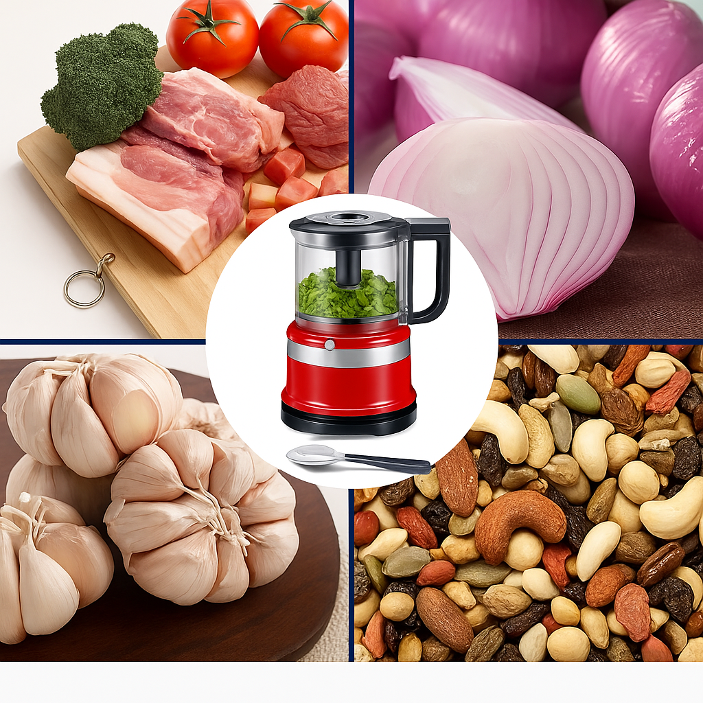 {LEVE 2 PAGUE 1} Mini Processador de Alimentos Premium BIVOLT + {Conjunto de Medidores de Brinde}