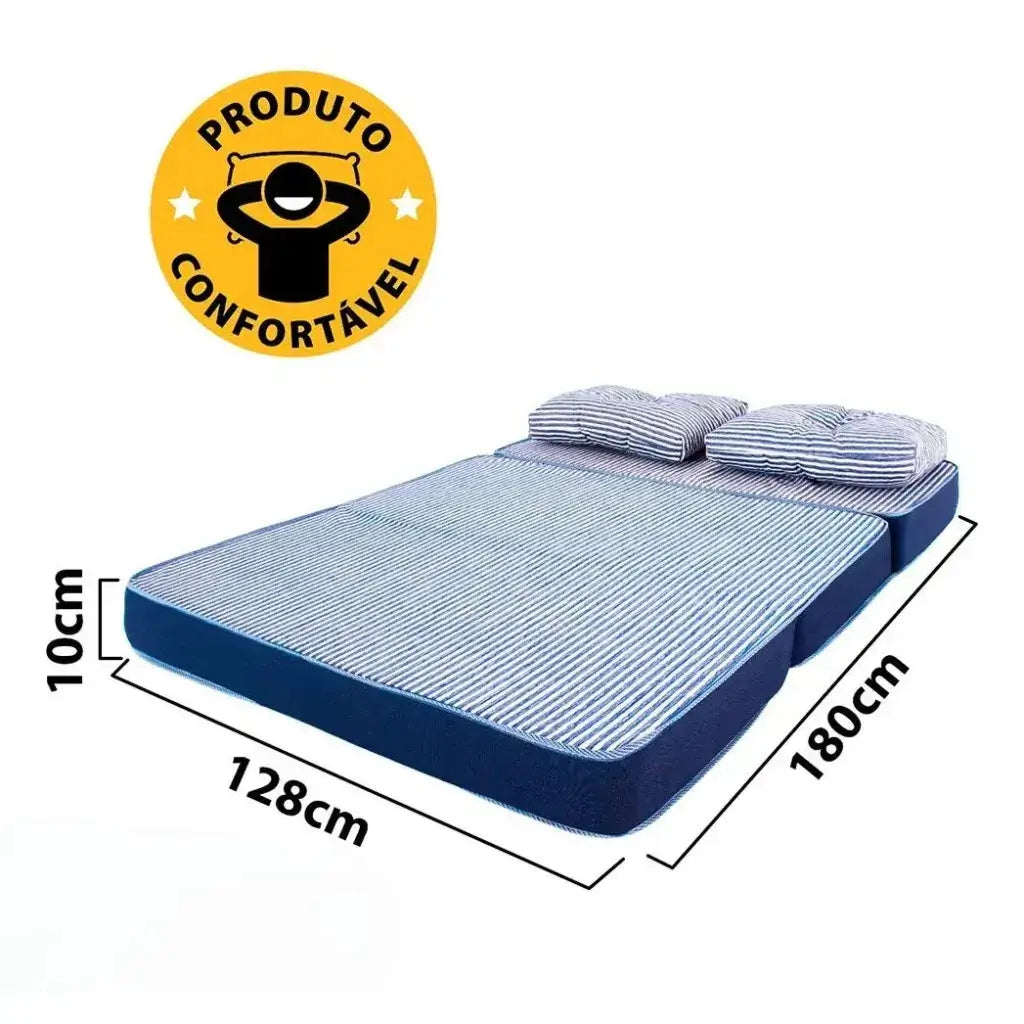 Puff Multiuso Casal 3 em 1 Premium + 2 Travesseiros