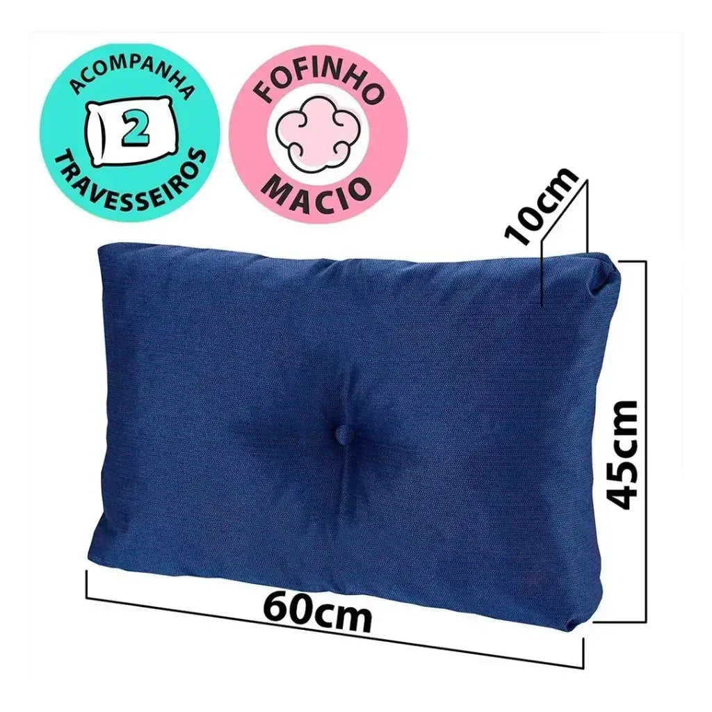 Puff Multiuso Casal 3 em 1 Premium + 2 Travesseiros