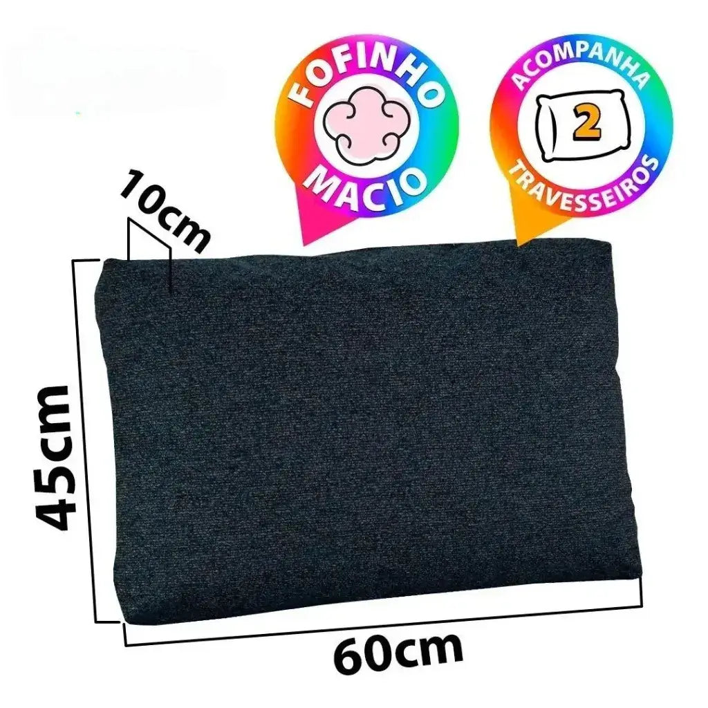 Puff Multiuso Casal 3 em 1 Premium + 2 Travesseiros