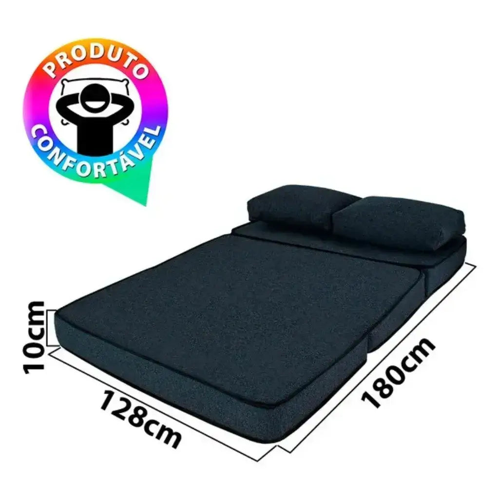 Puff Multiuso Casal 3 em 1 Premium + 2 Travesseiros