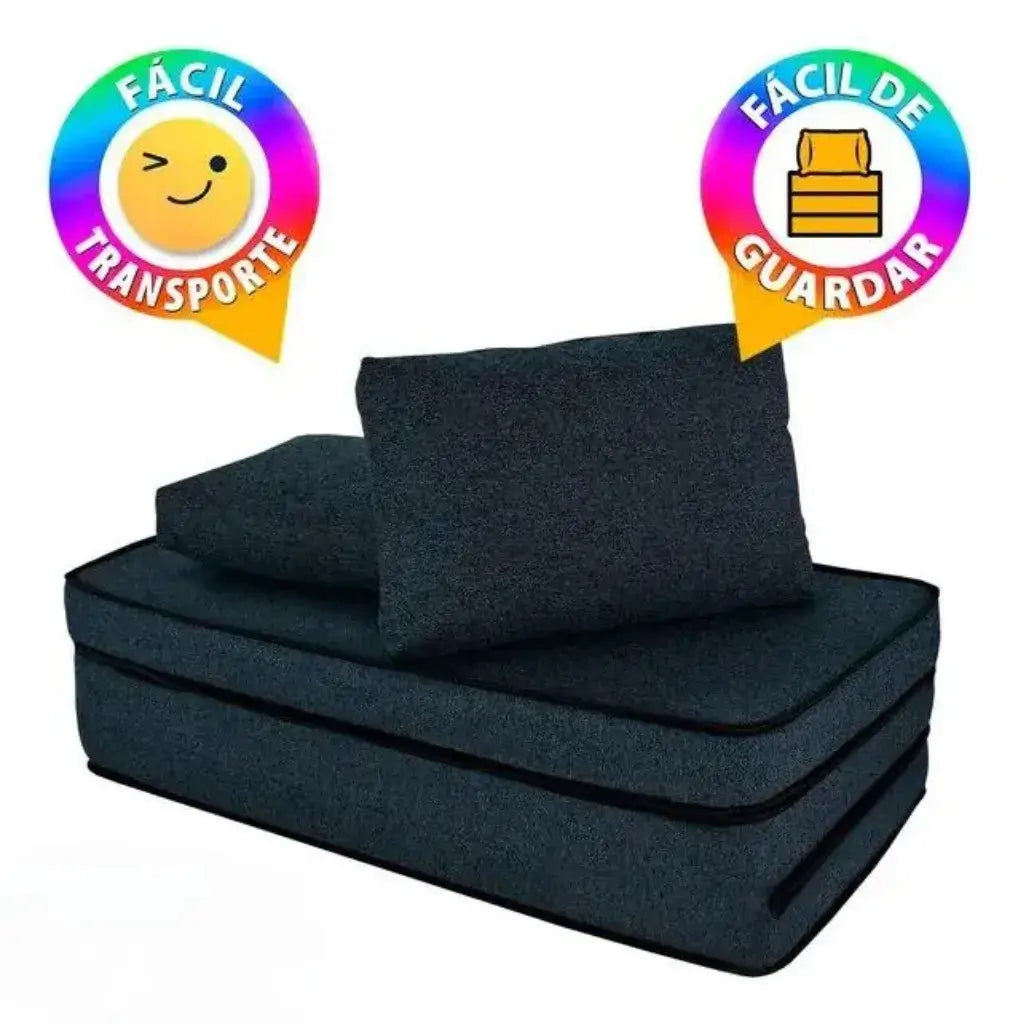 Puff Multiuso Casal 3 em 1 Premium + 2 Travesseiros