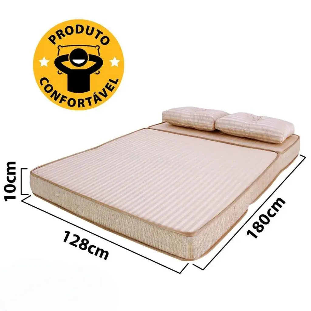 Puff Multiuso Casal 3 em 1 Premium + 2 Travesseiros