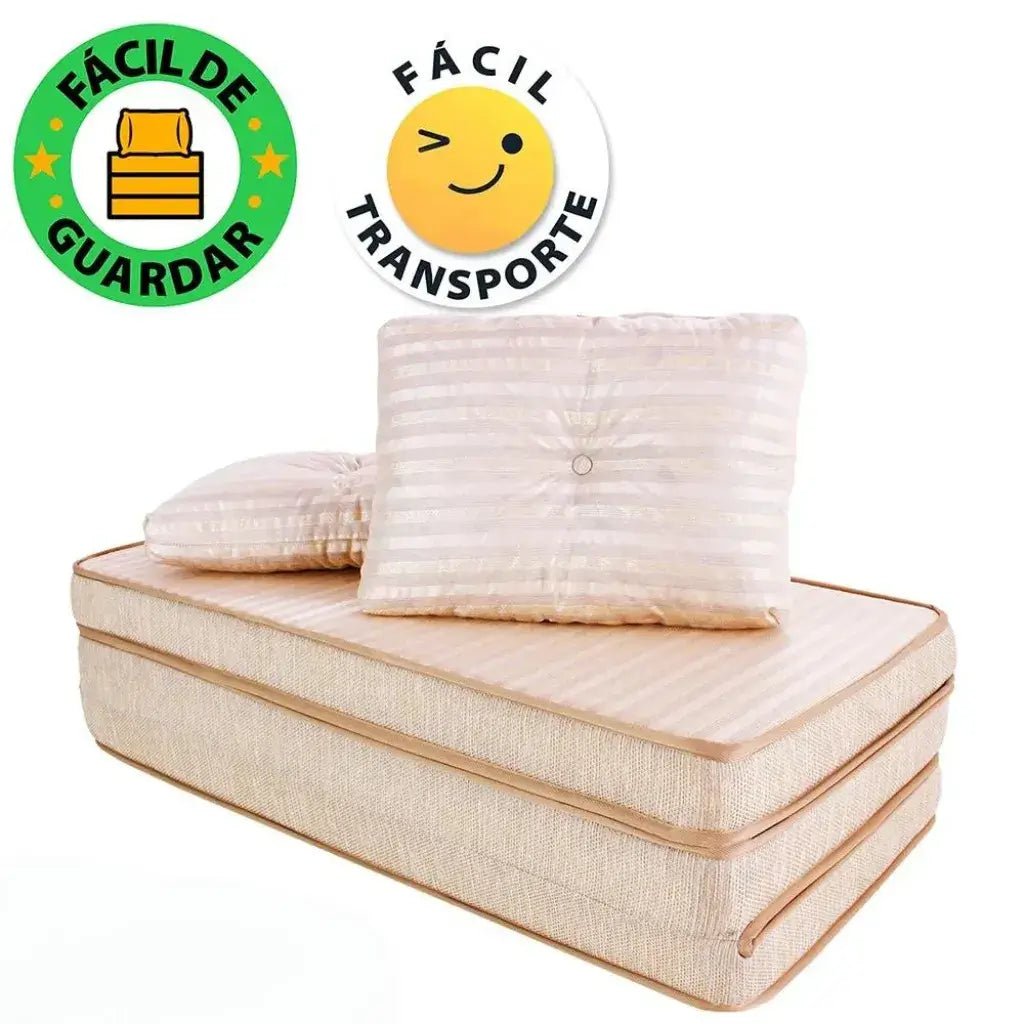 Puff Multiuso Casal 3 em 1 Premium + 2 Travesseiros