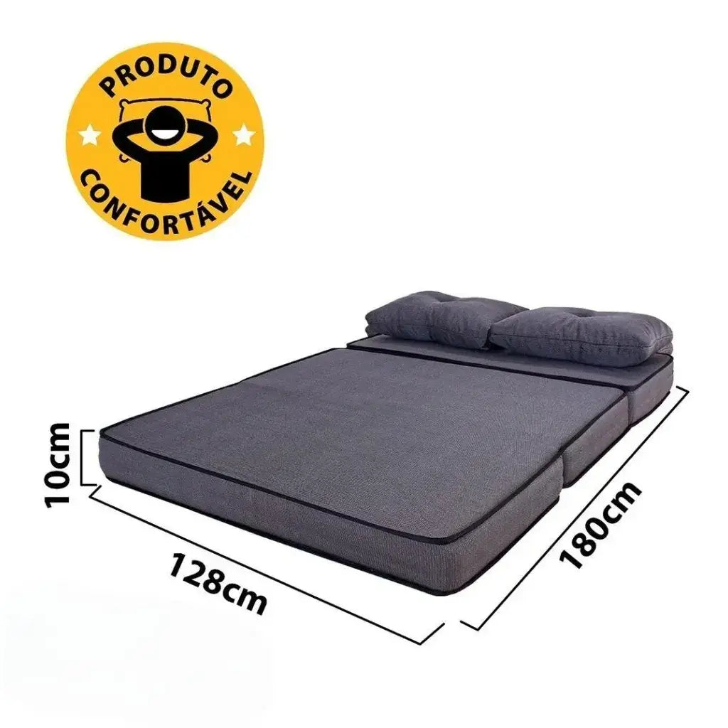 Puff Multiuso Casal 3 em 1 Premium + 2 Travesseiros