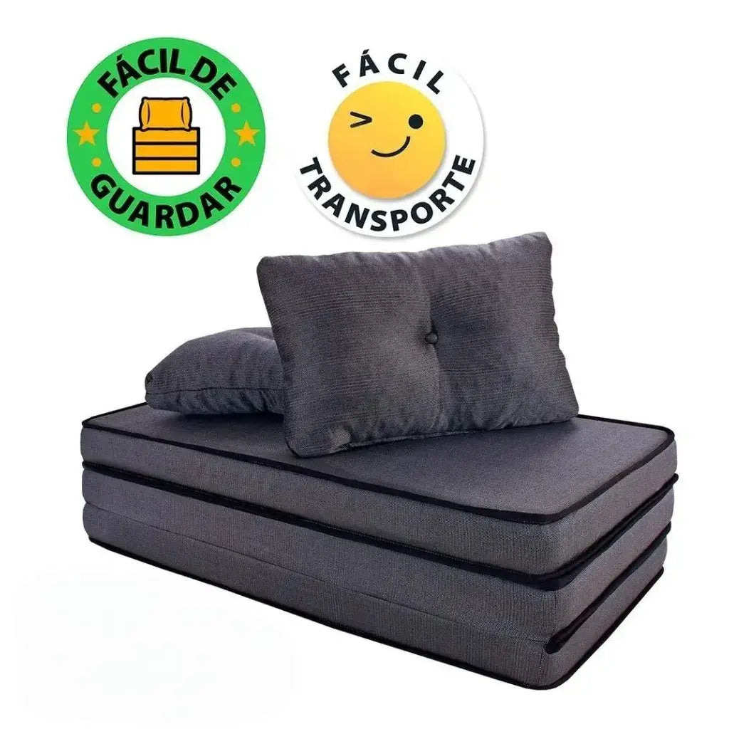 Puff Multiuso Casal 3 em 1 Premium + 2 Travesseiros