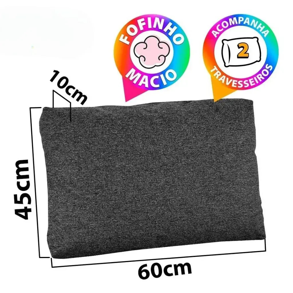 Puff Multiuso Casal 3 em 1 Premium + 2 Travesseiros