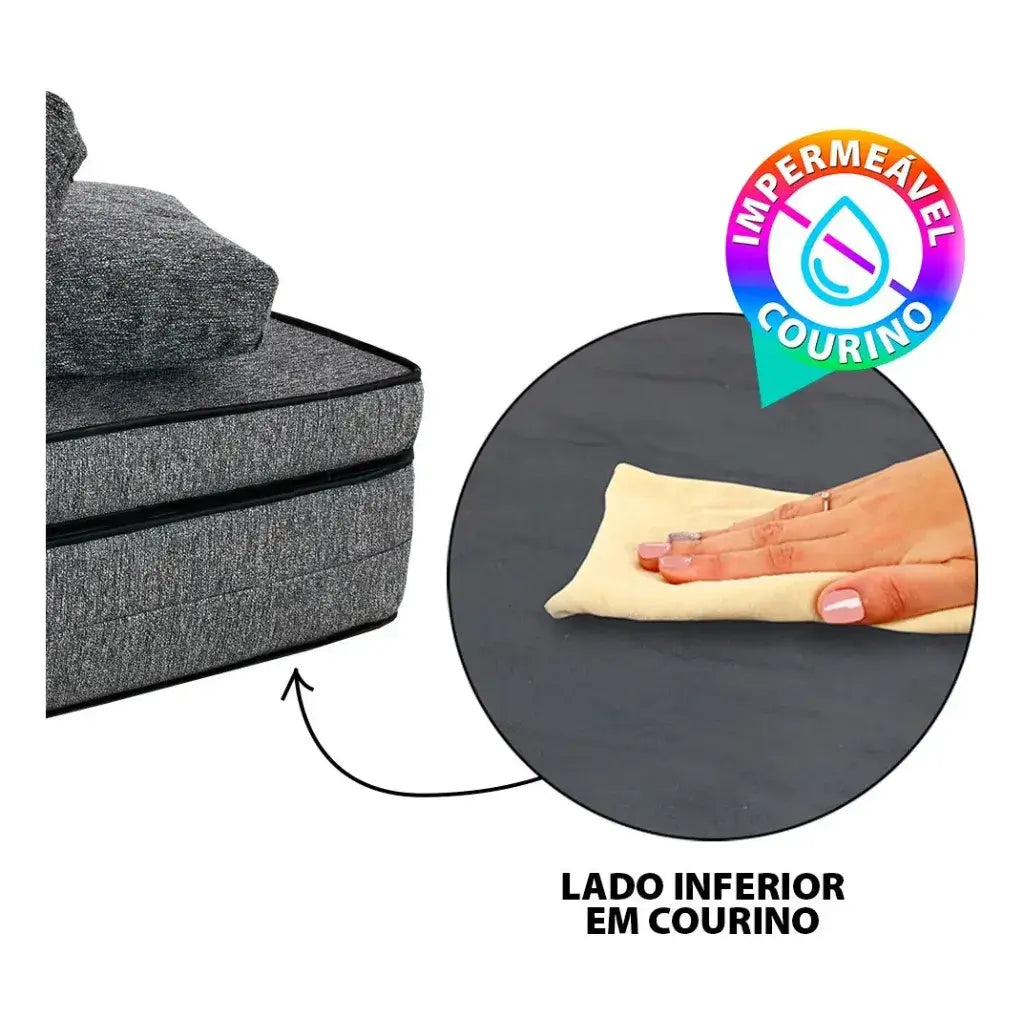 Puff Multiuso Casal 3 em 1 Premium + 2 Travesseiros