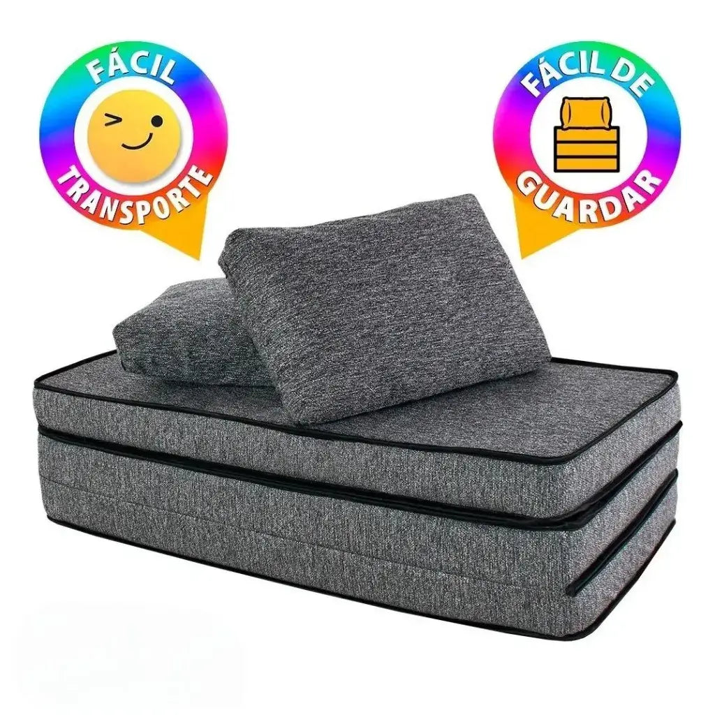 Puff Multiuso Casal 3 em 1 Premium + 2 Travesseiros