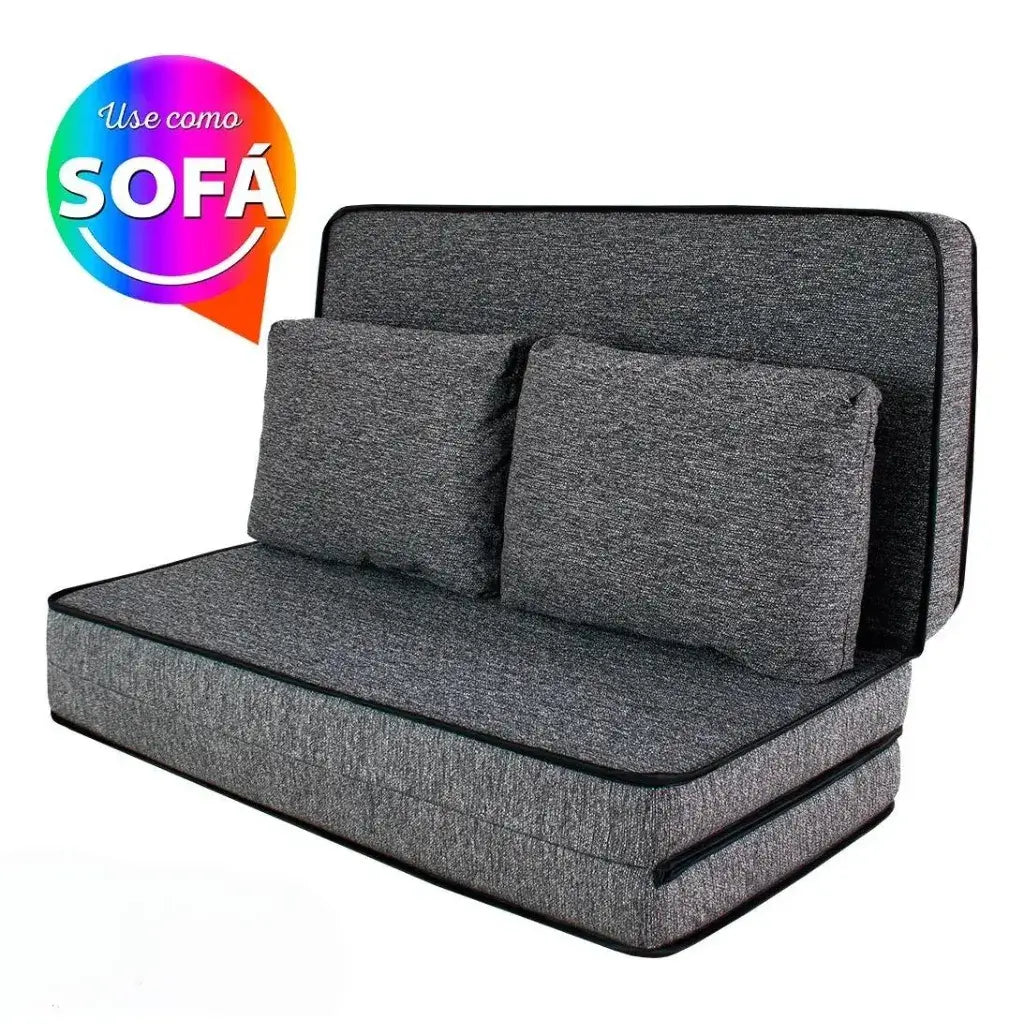 Puff Multiuso Casal 3 em 1 Premium + 2 Travesseiros