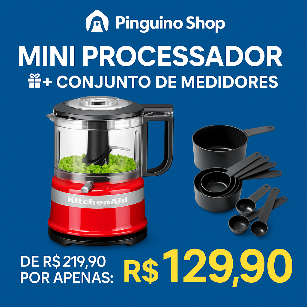 {LEVE 2 PAGUE 1} Mini Processador de Alimentos Premium BIVOLT + {Conjunto de Medidores de Brinde}