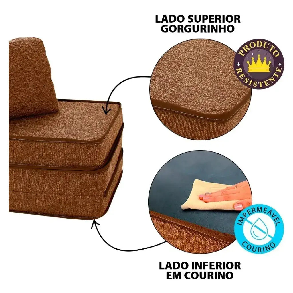 Puff Multiuso Casal 3 em 1 Premium + 2 Travesseiros