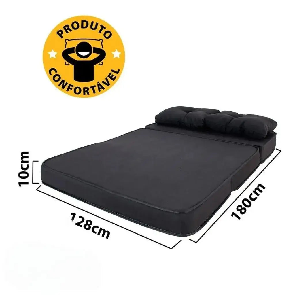 Puff Multiuso Casal 3 em 1 Premium + 2 Travesseiros