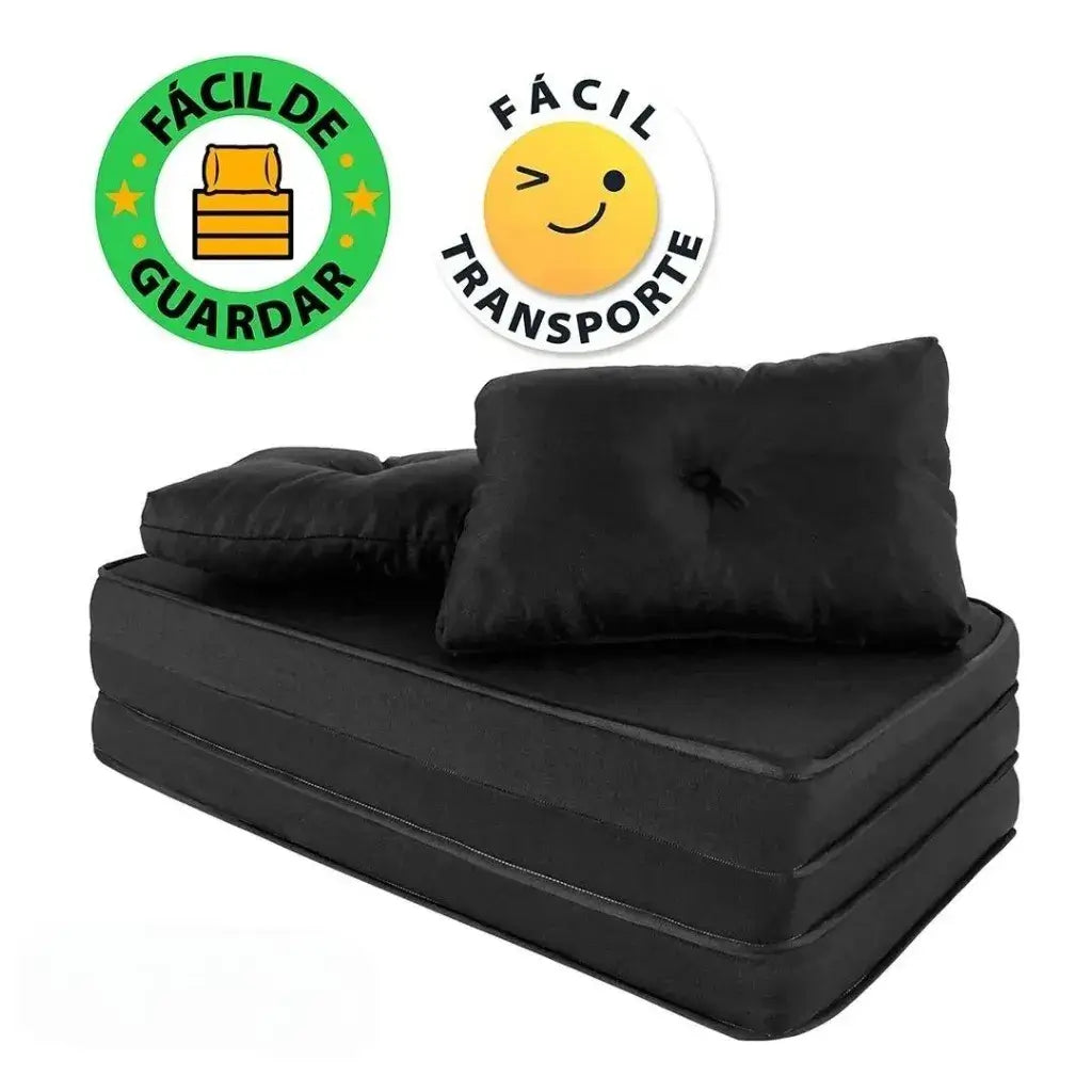 Puff Multiuso Casal 3 em 1 Premium + 2 Travesseiros