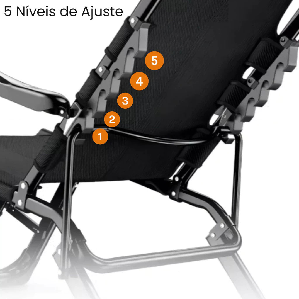 Espreguiçadeira Reclinável Dobrável 15 Posições – Conforto Premium até 300kg